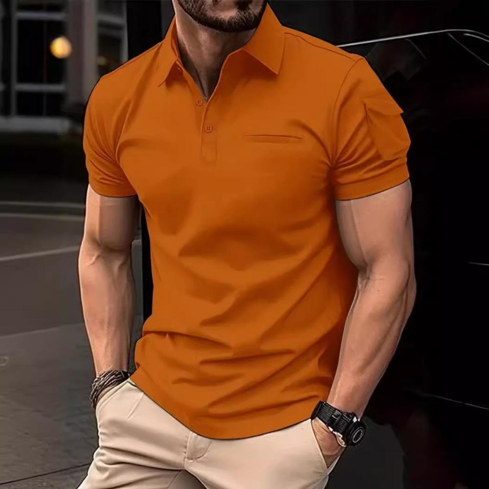 Men's Daily Casual Polo Shirt with Collar Buckle