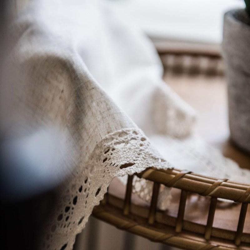 Curtain Polyester Hemp Lace Curtain Finished American Style Small Window Kitchen Valance Plain Semi-shading Living Room Drape