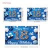 2D Blue & White Balloon Happy 18th Birthday Photography Background Cloth
