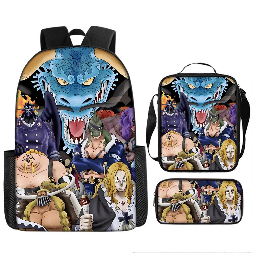 Animation ONE PIECE schoolbag three-piece play peripheral backpack large capacity middle school student outdoor campus computer bag