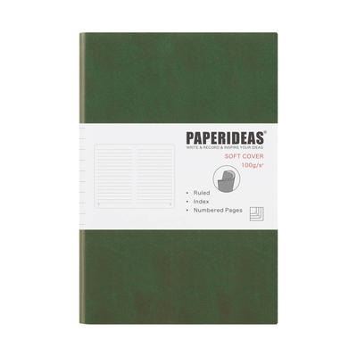 PAPERIDEAS Soft Cover Olive Notebook, A5, (Horizontal Lines, Green)