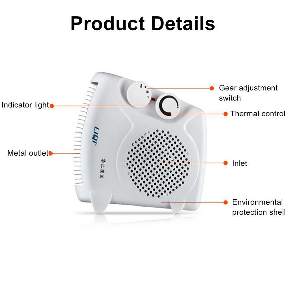 2000W Personal Space Electric Air Heater Fan Warmer Winter Home Office Desktop Electric Heater Portable Electric Fan Heater