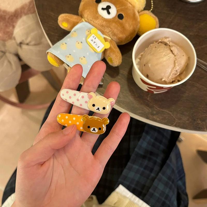2 stk Kawaii Rilakkuma Pannelugg Sideklemme Tegneserie Søt Bølgeprikk Bb Hårspenne Søt Allsidig Hårnål Hårpynt Bursdagsgave