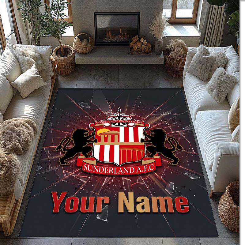 Sunderland FC Printed Crystal Velvet Rug Non‑Slip Crystal Velvet Carpet For Sofa Bedroom Indoor Home Decoration