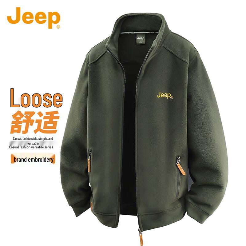 JEEP Men's Stand-Collar Fleece Casual Jacket