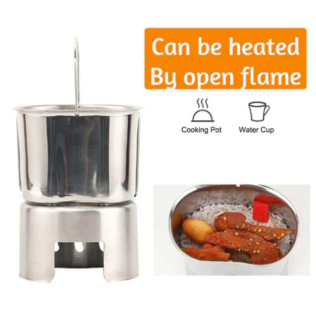 1pcs Stainless Steel Camping Pot Outdoor Food Container For Hiking Easy To Clean Suitable For Camping Picnic Backpacking Travel