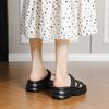 Lightweight, fashionable temperament, versatile one-word thick-soled slippers for women's summer wear 2025 new black height-enhancing cool slippers
