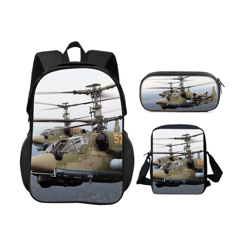 Helicopter backpack pencil case shoulder bag 3Pcs Set trendy mechanical printing new style best gift for boys or girls in school