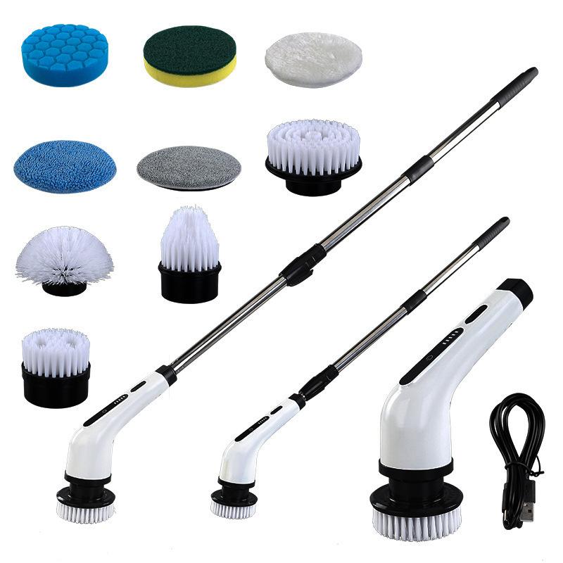 Electric Rotary Floor Scrubber New Wireless Voice Prompts Multiple Adjustable Speeds Adjustable Extension Bathroom Floor Tiles