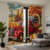2pcs HD Harvest Festival Country Cottage Pumpkin truck decorative curtain under maple tree Yellow Tie digital printed curtain