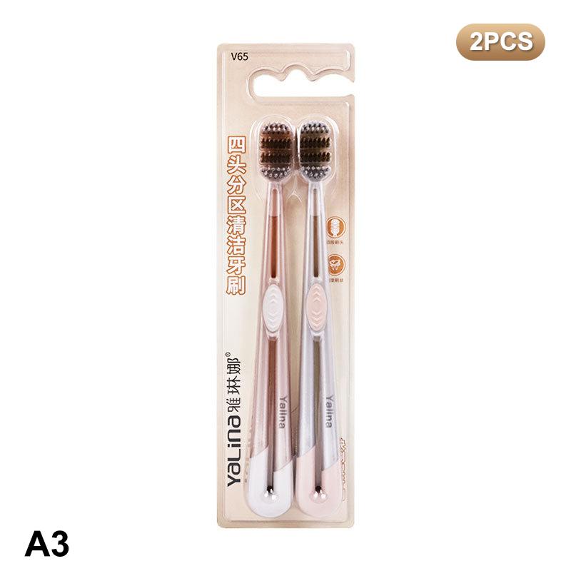 2Pcs Three Head Breathing Wide Toothbrush Mouth Clean Whitening Toothbrush Ultra-Fine Soft Hard Bristle Deep Cleaning For Adults A3