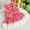 Breathable Pet Summer Clothes Fashion Cat Plaid Skirt Comfortable Dog Princess Skirt  Small Animal