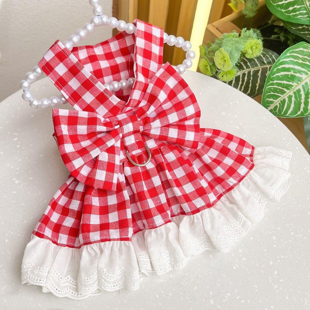 Breathable Pet Summer Clothes Fashion Cat Plaid Skirt Comfortable Dog Princess Skirt Small Animal