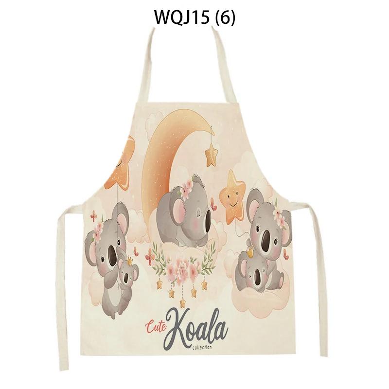 Women Men Animal Style Cooking Kitchen Aprons Koala Bear Hedgehog Fox Printed Home Sleeveless Aprons Cleaning Supplies