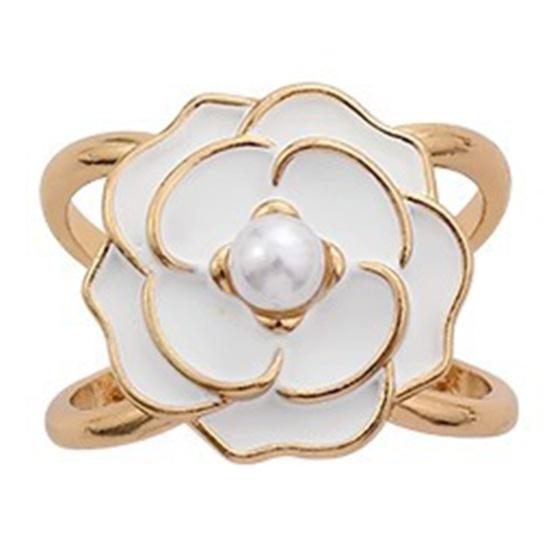 Flower Scarf Ring Faux Pearl Rose Camellia Silk Scarf Clip Elegant Floral Slide Buckle for Silk Scarves T-shirt Shawl