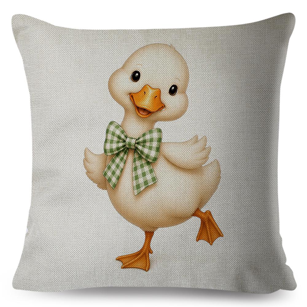 Multi Size Vibrant Print Pillow Cover Vintage Farm Goose Floral Duck Countryside Waterfowl Sofa Decor Cushion