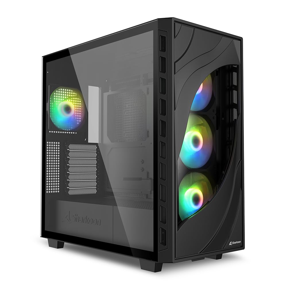 Sharkoon Mid Tower PC Case REBEL C80G RGB Tempered Glass Side Panel 120mm 4 ARGB Fans Standard Equipped with ATXMicro-ATXMini-ITX Standard