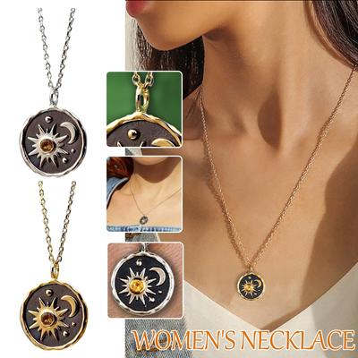 Collar con colgante vintage bohemio, collar con joyas de sol y luna, regalo conmemorativo