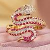 Anello Serpente Dorato Vintage Full Zirconia Sintetica Lucida di Lusso Stile Gotico da Donna Elegante Gioielli Accessori per Banchetto Festival