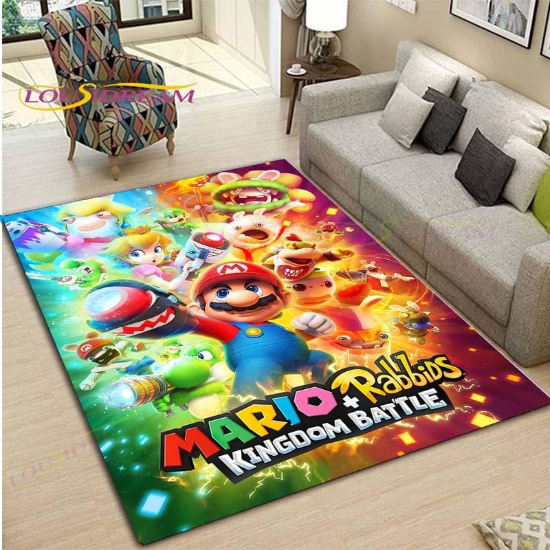 Tapetes com Padrão Anime Mario Bros para Sala de Estar Tapete de Área Antiderrapante Tapetes para Quarto de Crianças Tapete de Yoga Tapete Grande Decoração