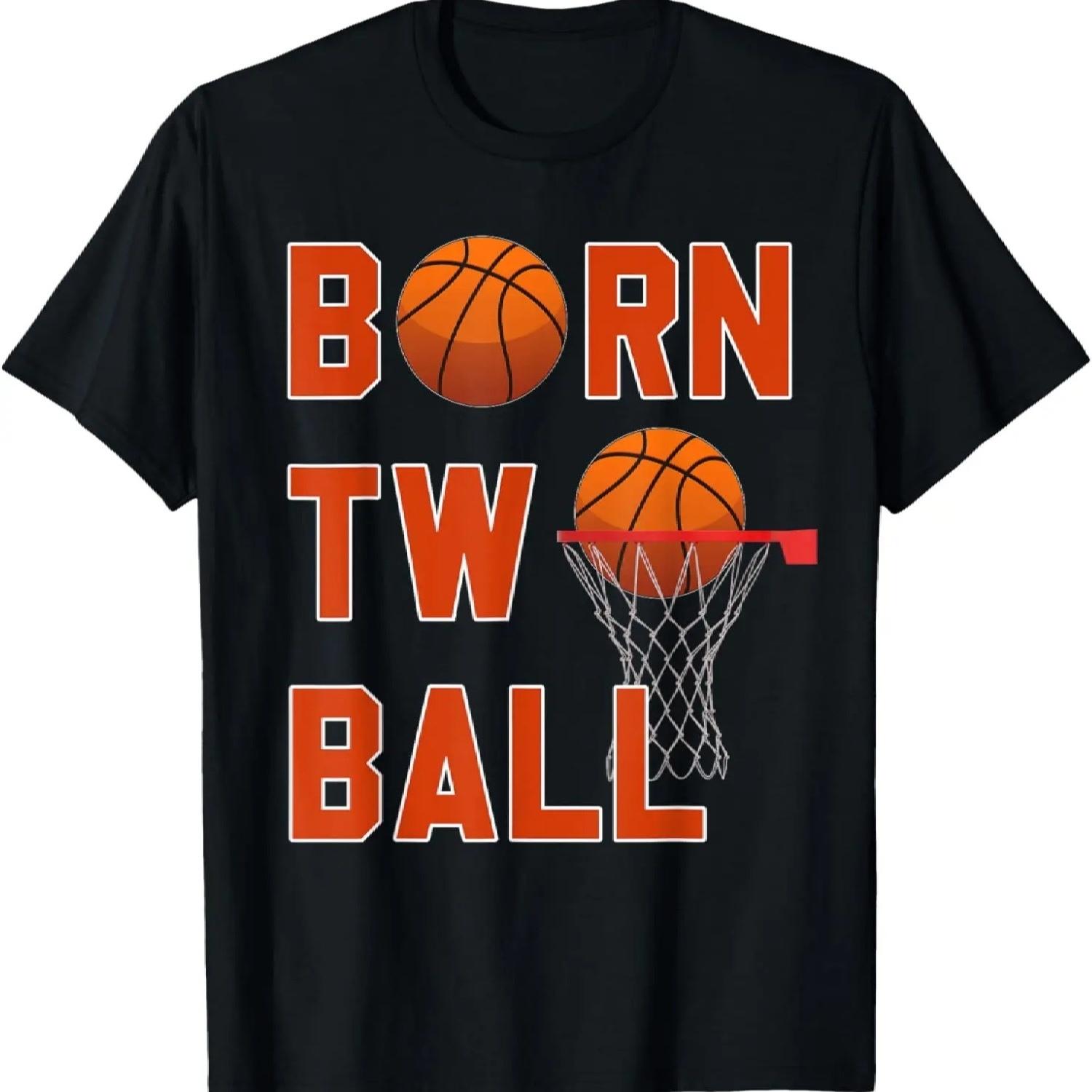 

_Born TWO Ball_ Basketball Theme 2nd Birthday Boy s Party T-Shirt S чёрный