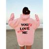Women'S Fleece Shoulder Sleeve Sweater Plain Letter Print Kangaroo Pocket Drawstring Print Hoodie