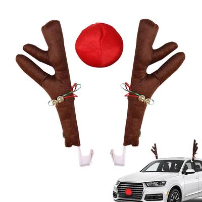Festival Otomobil Boynuzları Dekoru, Peluş Ren Geyiği Boynuzu Seti, Otomobil Tatil Süsü, Noel Geçidi Av Partisi Otomobil Aksesuarları