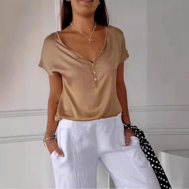 

European & American Minimalist Casual Short-Sleeve Top L