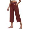 Women Elastic High Waist Casual Fit Wide Capris Leg Pants Yoga Leggings Soft Gym With Pockets