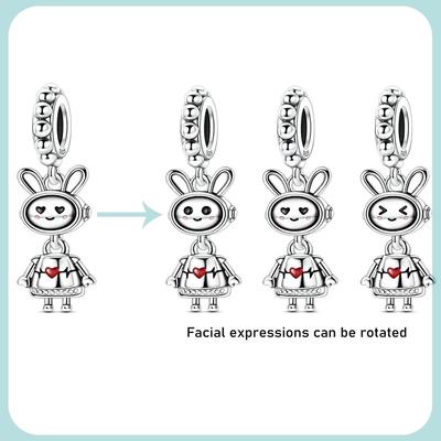 New In Copper Rabbit Robot Charms Beads Pendant Jewelry Fit Originalbracelet For Women Diy Gift