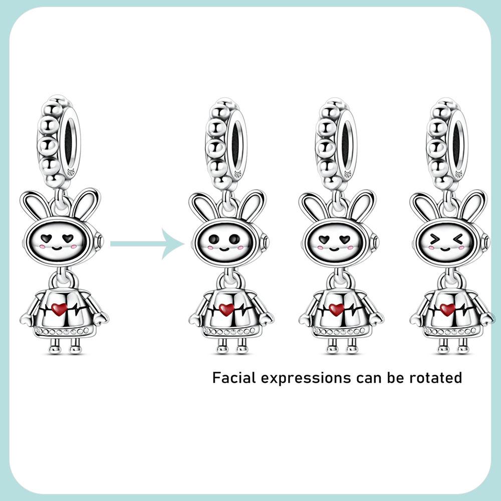 New In Copper Rabbit Robot Charms Beads Pendant Jewelry Fit Originalbracelet For Women Diy Gift