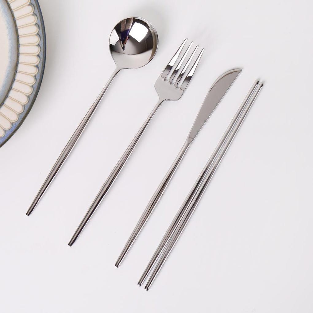 

Avella Premium Glossy and Matte Silver Cutlery 4-Piece Set