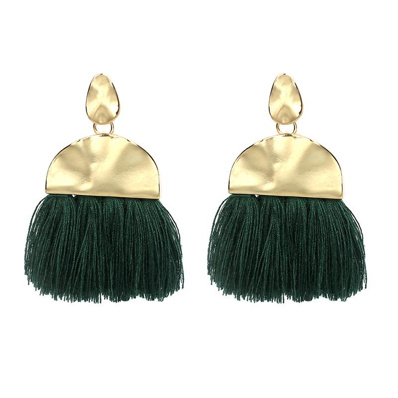 Европейские и американские геометрические серьги с бахромой преувеличенные универсальные веерообразные богемные этнические серьги-гвоздики женские