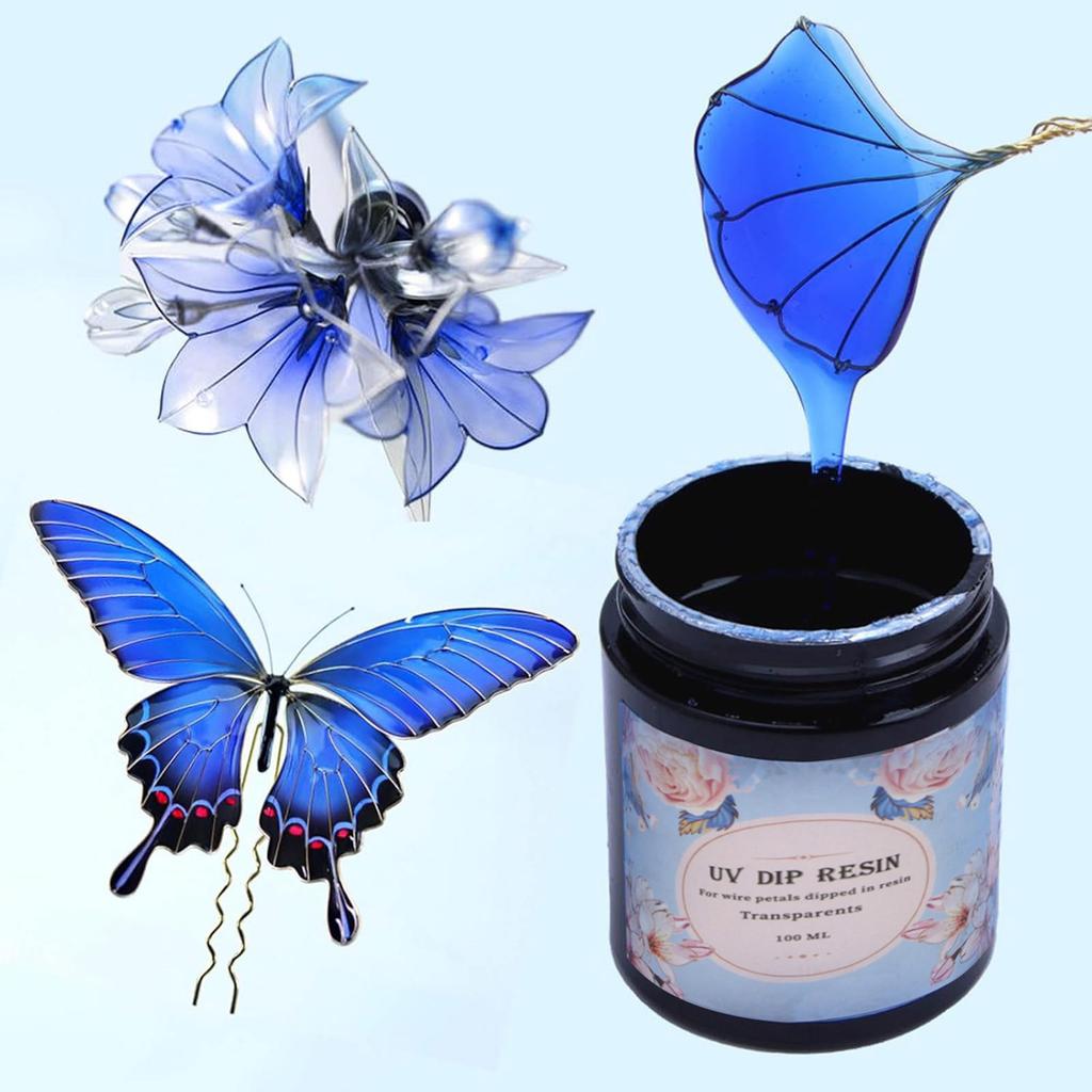 Practical UV Dip Resin Set 50g/100g Crystals Clear Epoxy for Flower Decoration and Jewelry Making with 13 Wires