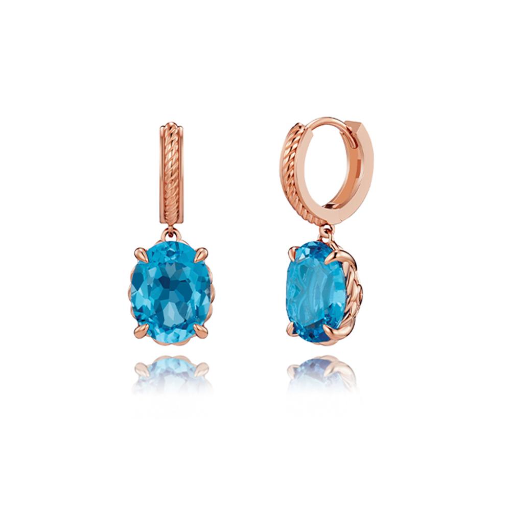Roseedor Dolce Zoia Blue Topaz One-Touch Earrings_232300019