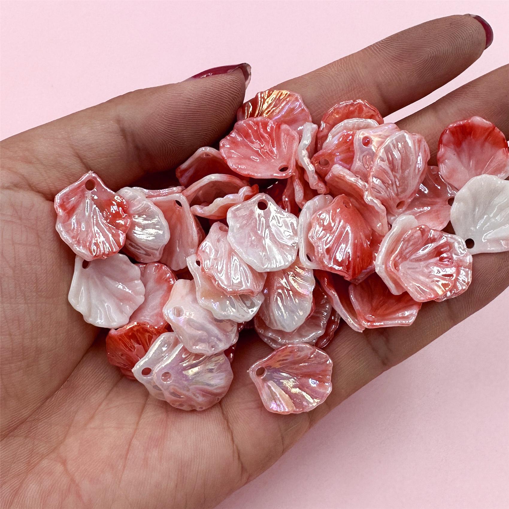 

150 шт. 16*18 мм красочные AB акриловые бусины-лепестки в виде капустных листьев с отверстиями для изготовления ювелирных изделий, модный материал ручной работы