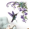 Creative Plant Flower Purple Hummingbird Wall Sticker Bedroom Headboard Living Room Sofa Background Wall Art