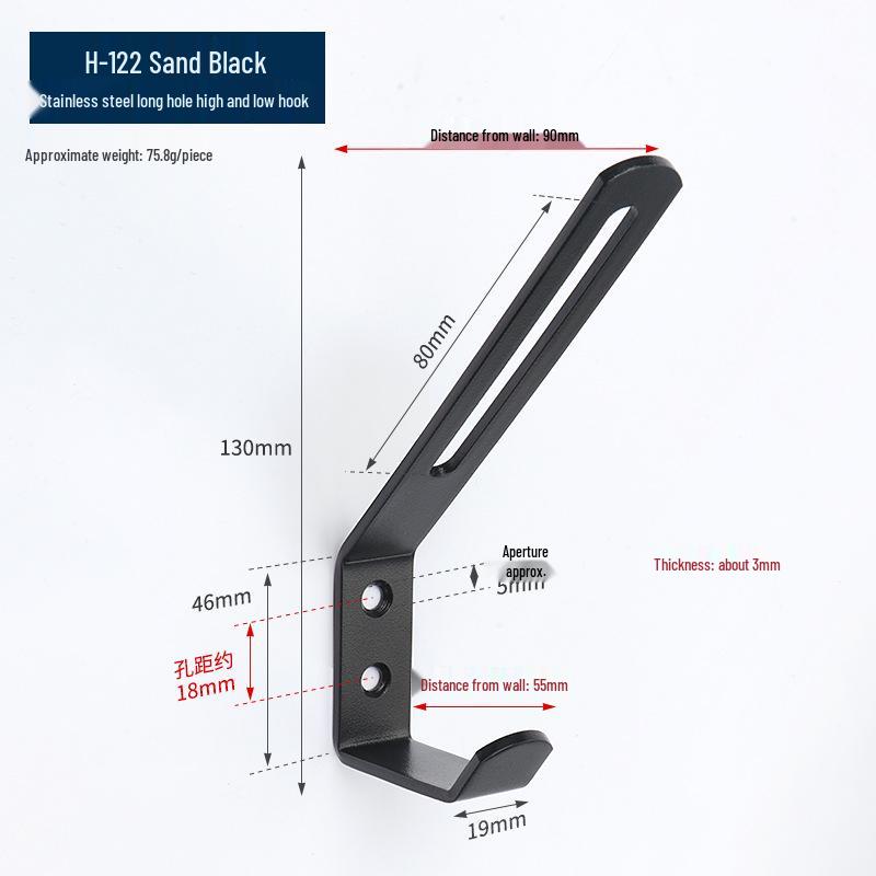 Black Stainless Steel Single Coat Hook for Cabinet, Door, Bathroom, and Kitchen