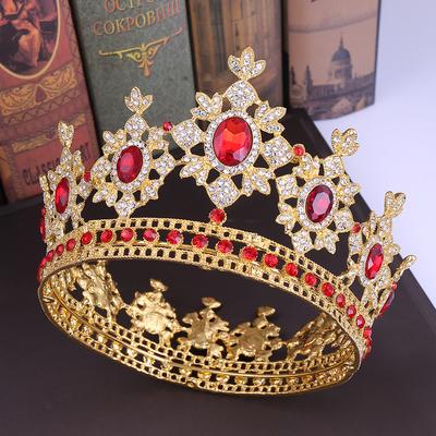 Hochzeitsdiadem Krone Legierung mit Strasssteinen eingelegt Barock Braut runde Krone Haarschmuck
