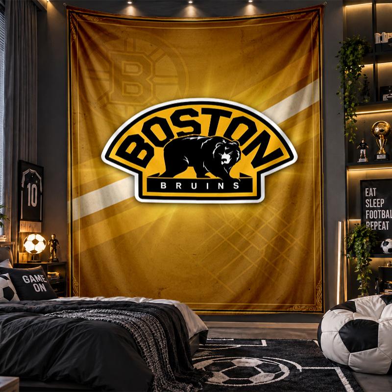 Wall Hanging Tapestry Boston Bruins Print Cloth for Living Room Bedroom Home Decor