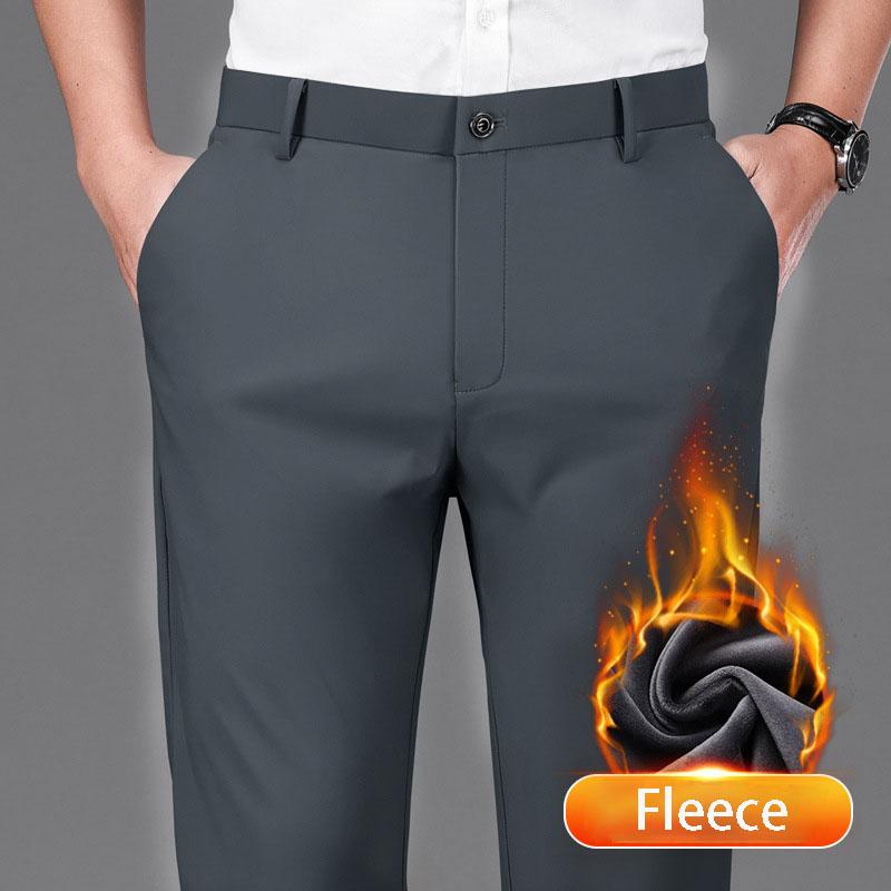 Pánské podzimní a zimní vycpané a zesílené kalhoty pro volný čas British Business rovné kalhoty Pánské kalhoty Teplý oblek Kalhoty