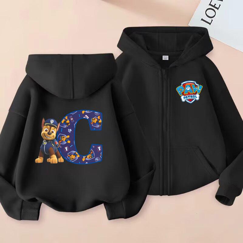 PAW Patrol Child Cardigan Hooded Jacket Cartoon Chase Letters A-Z Printed Polyester Outerwear Summer Casual Clothing Kids Gifts
