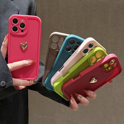 Dívčí 3D zlaté srdce silikonové měkké pouzdro na telefon pro Redmi Note 14 13 12 11 10 9 8 Pro Plus 12s 11s 13C 12 nárazuvzdorný matný kryt