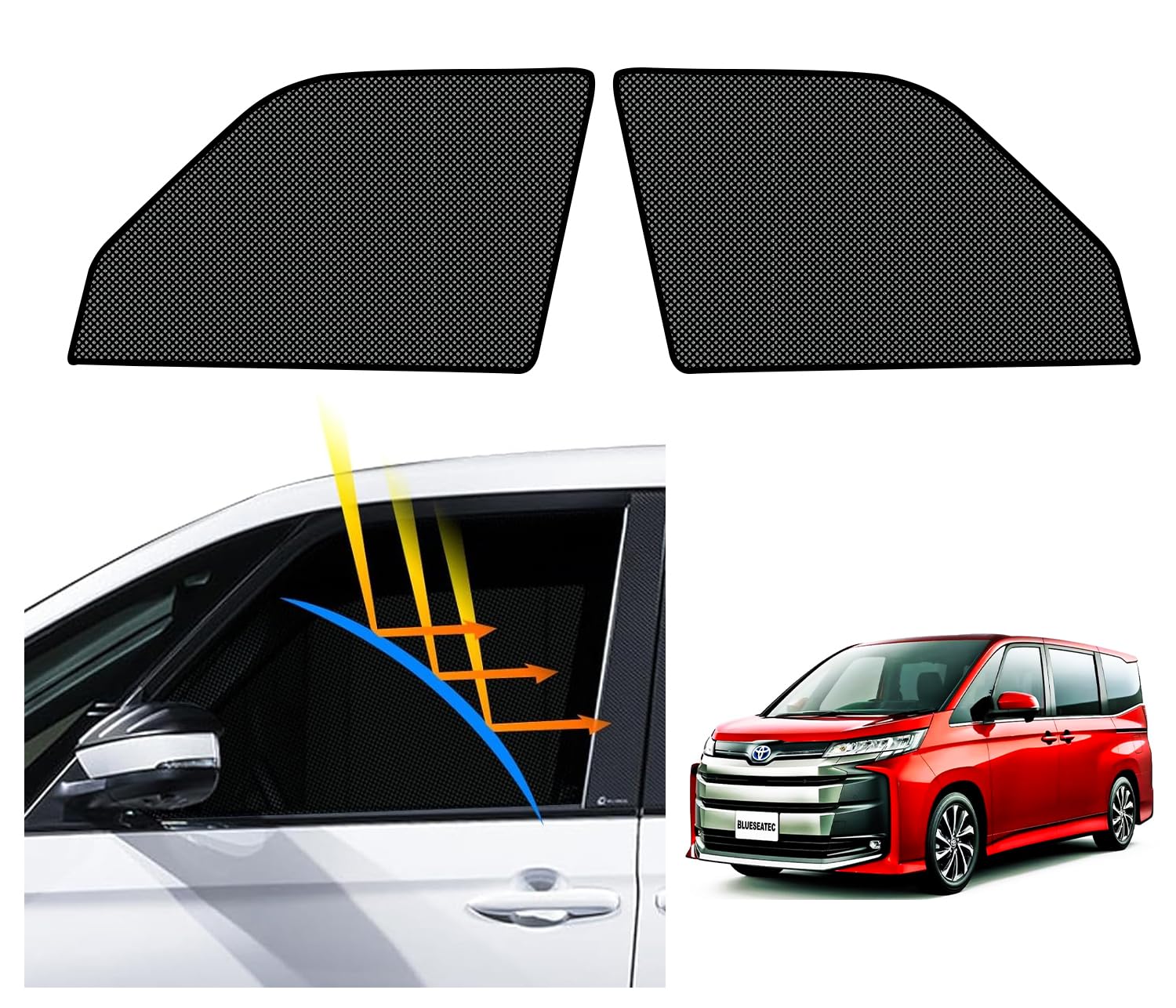 

BLUESEATEC Toyota New Voxy Noah 90 Series Blackout Curtains with Magnets VOXY NOAH 4th Generation R90W Type Sunshade Insect Repellent Ventilation чёрный