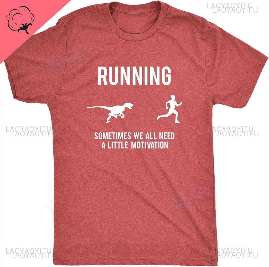 Mens Running Motivation Raptor Chase Aesthetic Shortsleev Cotton TShirt Funny Dinosaur Harajuku Oneck Nerdy Unique Graphic Tee