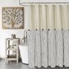 Farmhouse Shower Curtain,Beige and Black Stripe,Button Curtain,Linen and Cotton Woven Fabric,Rustic Charm Country Chic Style