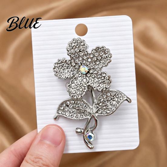 Women Decorative Pin Vintage Rhinestone Flower Brooch Floral Alloy Lapel