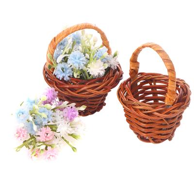1Set 1:12 Dollhouse Miniature Woven Flower Basket Hand Basket Storage Basket Kids Pretend Play Toy Doll House Accessories