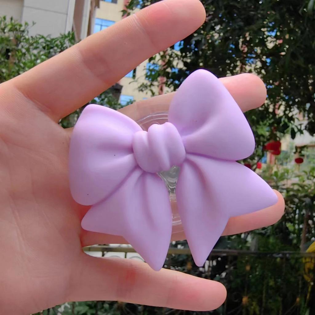 Plain Macaron Color Bow-knot Smart Tok Universal Phone Holder Korean Girl's Phone Bracket GripTok Stand Socket Lazy Bracket