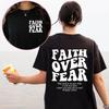 Glaube Über Angst Christliche Unisex T-Shirts Christliche Kleidung Jesus Mode Trendige T-Shirts Bibelvers Sportbekleidung Ästhetische Kleidung